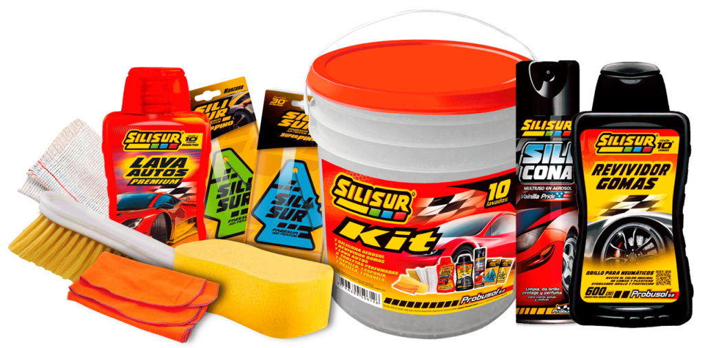 K10: Balde Kit de limpieza (balde+Cepillo + franela + rejilla + esponja + silicona 260 g + shampoo siliconado 500 cc + revividor gomas x 500 cc + 5 tab perfumadas)….x Unidad