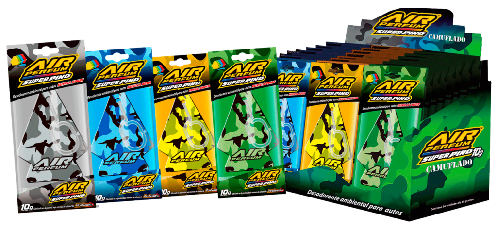 AIR PERFUM SUPER PINO CAMUFLADO (Vainilla Pride)….36 un x 10 grs.