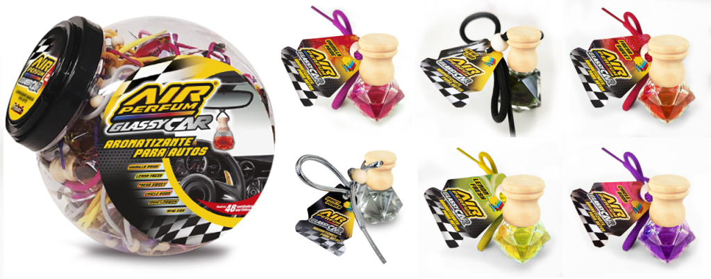 AIR PERFUM Glassy Car POTE SURTIDO Nuevo !!….48 x 6ml