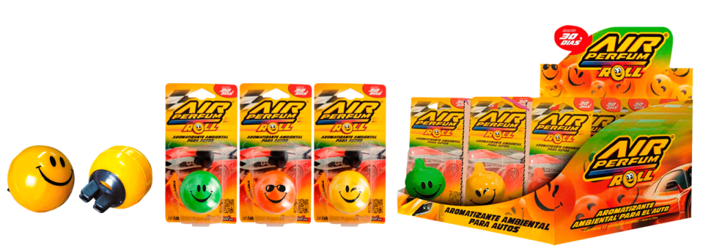 AIR PERFUM ROLL BLISTER Surtido Pelotita Perfumada (Limón, Vainilla y Pino)….12 blister x 1 un