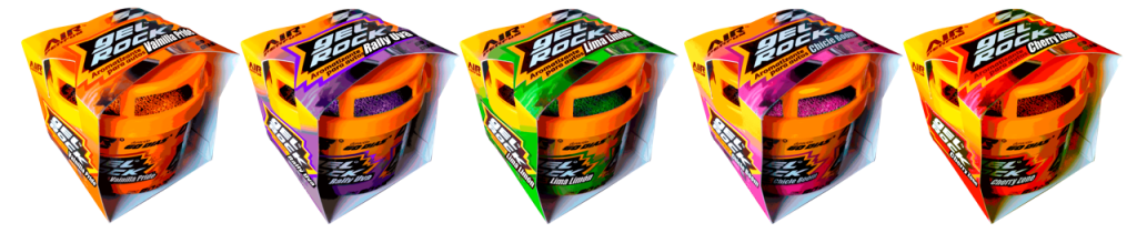 GEL ROCK SURTIDO( LIMA LIMON, CHERRY,AQUA, VAINILLA,RALLY UVA, CHICLE BOOM)….12 un x 80 gr.